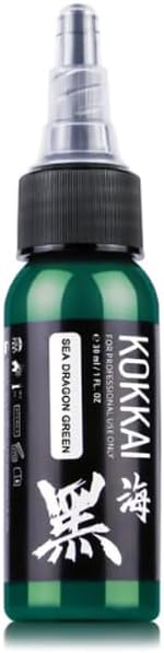 Tinta para tatuagem kokkai sumi Sea Dragon Green, à base de água, sem acrílico, pronta para uso, 15 mL