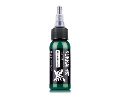 Kokkai Sumi Tattoo Ink, Premium Quality, Precision Medium Viscosity, Rich Hue, Quick Healing, Acrylic-Free, Water-Based, Ready-to-Use Ink for Precision Tattooing (Sea Dragon Green, 1 oz)