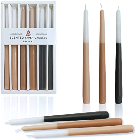 Scented Candle Colored Taper Candles Sticks - SEUCRWAX Smokeless Gradient Candles Bluebell Set of 6, for Home Decor, Wedding, Festival and Special Occasions