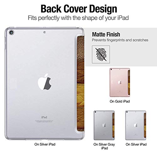 Image of DuraSafe Cases iPad Mini 4 7.9 Inch 2015 [ Mini 4th Gen ] A1538 A1550 MK6K2HN /A MK6J2HN /A MK6L2HN /A Trifold Printed Hard Smart PC Transparent Back Cover - Brown Patchwork