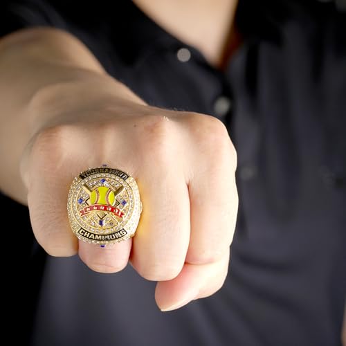 Image of 2 pcs Pack or 12 pcs Pack Softball Championship Trophy Ring Award Gift for Tournament Champion Team palyers Awards Trophy on Side Size 9.5