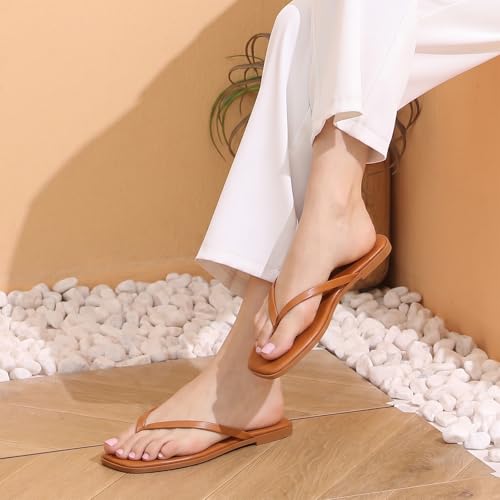 Image of Flip Flops Sandals for Women Square Toe Lightweight Thong Slides