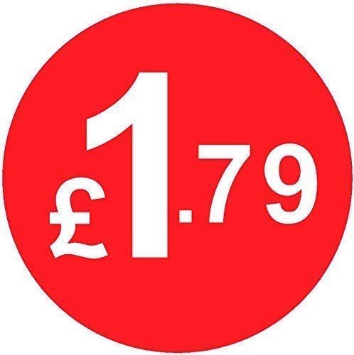 Pack of 500-20mm Price Stickers - Choose from 10p to £95 - Bright Red - Many Prices to Choose from (£1.79 - Red) — image 1
