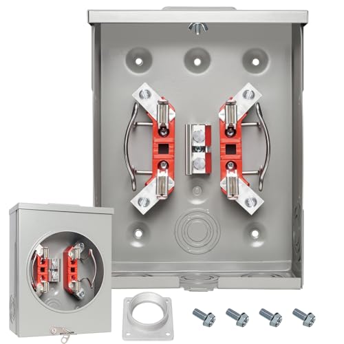 125A 4 Jaw Electric Meter Box with Meter Socket Hub Stable and Reliable Current Transmission NEMA 3R Enclosure for Standard Plug-in Meters Suitable for Overhead/Underground Feed