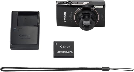 Canon PowerShot ELPH 360 HS A Digital Camera (Black) | 20.2MP CMOS Sensor, 12x Optical Zoom & Built-in Wi-Fi | Compact Point-and-Shoot for Travel, Family & Everyday Photography (7280C001) + 64GB Card