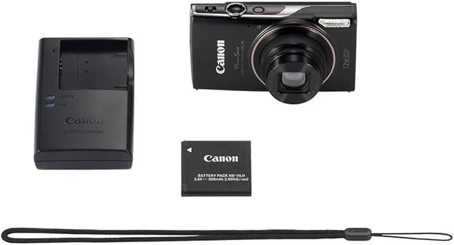 Canon PowerShot ELPH 360 HS A Digital Camera (Black) | 20.2MP CMOS Sensor, 12x Optical Zoom & Built-in Wi-Fi | Compact Point-and-Shoot for Travel, Family & Everyday Photography (7280C001) + 64GB Card