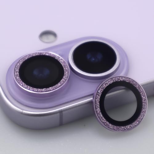 BONVAN for iPhone 17 Camera Lens Protector Bling Glitter Metal Crystal Tempered Glass Screen Accessories Sparkly Lens Cover (Light Purple)