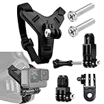 RV Murts Motorcycle Helmet Chin Strap Mount for GoPro Hero, Action Camera, DJI Osmo Action 5 Pro, Stability & Safety, Shock Absorption & Anti-Slip, Universal Fit for SHARK, ARAI, SHOEI, BELL, (Black).