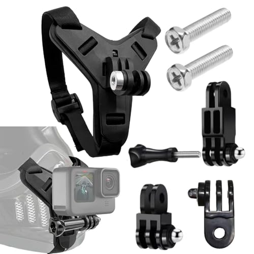 RV Murts Motorcycle Helmet Chin Strap Mount for GoPro Hero Action Camera DJI Osmo Action 5 Pro Stability & Safety Shock Absorption & Anti-Slip Universal Fit for SHARK ARAI SHOEI BELL (Black).