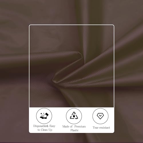 Image of tujol Brown 6 Pack Plastic Table Cloth 84 inch, Disposable Round Tablecloth Table Cover, Plastic Tablecloths for Parties
