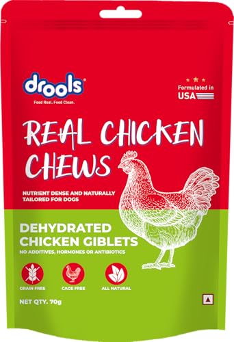 Image of Drools Puppy & Adult Dog Treats Dehydrated Chews Giblets 70g | Real Chicken Flavour | Vital Nutrients | Digestive Health | Protein-Packed | Tasty & Nutritious