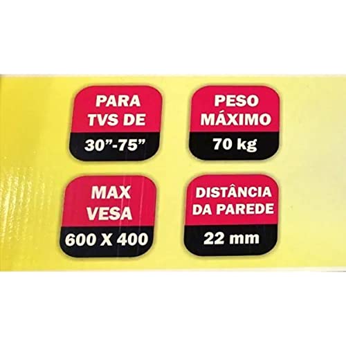 Suporte TV Parede de 30 Até 75 Polegadas Preto 70kg