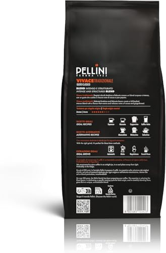 Pellini N.82 Vivace, Kaffeebohnen für Espresso 1 kg, Arabica- und Robusta-Mischung mit Kräftigem...