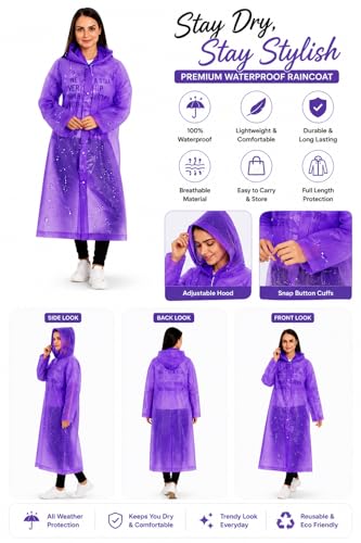 Image of Waterproof Women's Raincoat with Hood Lightweight Full Coverage Rain Wear for Monsoon Season | Jacket ||