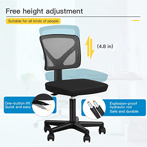 Bestoffice Ergonomic Desk Armless Mesh Computer Lumbar Support Swivel Rolling Executive Adjustable Task Chair For Back Pain, Grey #TOP6
