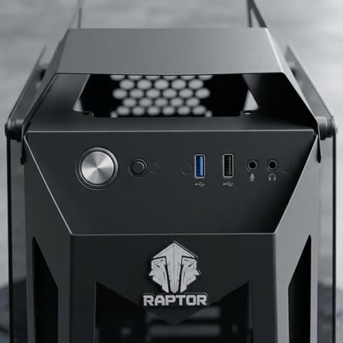 Image of Raptor Sentinel Open Frame Gaming PC Cabinet with 3 RGB Fans Included (Black /White) | mATX & Mini-ITX Support | Tempered Glass Panels | High Airflow Mid Tower Case for Gaming Builds