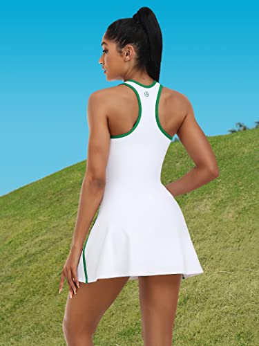 Attraco White Tennis Dress For Women With Pockets And Shorts Underneath Sports Dress #TOP1