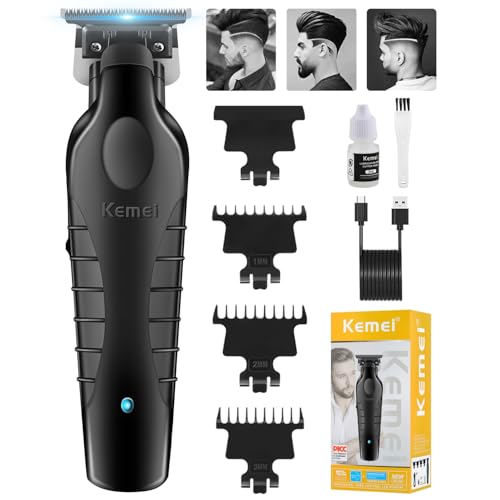 Kemei 2299 Trimmer, Inalámbrico Maquina De Cortar Pelo Hombre, Cortadora De Pelo Profesional, Recortadoras De Barba Eléctricas, Recortadoras De Hoja En T Con Espacio Cero Y 3 Peines Guía