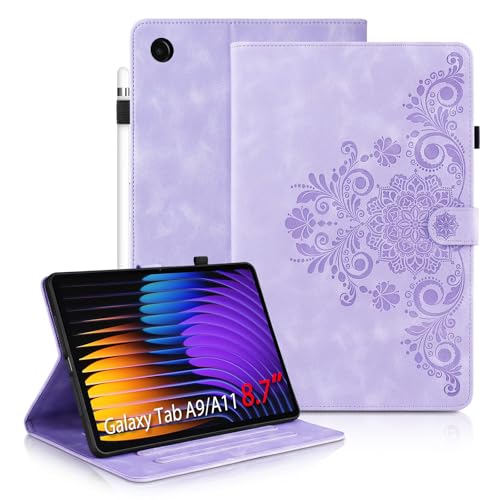 Galaxy Tab A11 Case 8.7" Inch, Mantala Soft Touch Premium TPU Made with Card Slots and Kickstand, Velvety-Like Texture Water-Proof Precise Cutouts Compatible with Galaxy Tab A9 8.7 Inch Purple