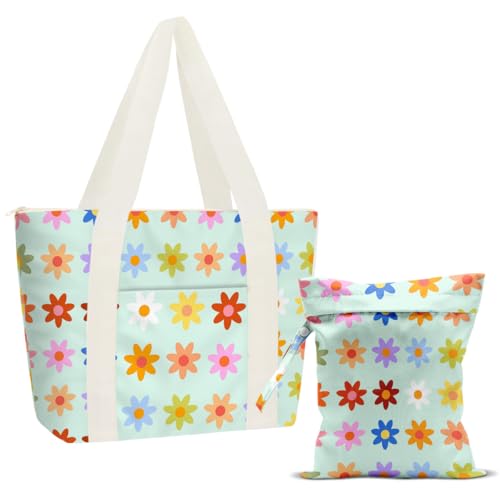 zcyxuuw Beach Bags Wet Bag for Swimsuit, Flowers of Personalized Tote Bag for Women Travel Birthday Gifts, Aloha Bags Waterproof Beach Vacation Essentials Friends Travel Gifts