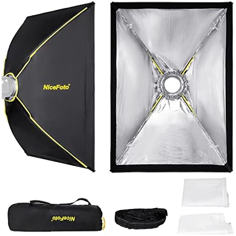 NiceFoto Quick Set-up Softbox Beehive Honeycomb Grid Strip Softbox 70x100cm / 28" X 40", Double Inner Soft Cloth and Carry Bag , Portable Folding Umbrella Softbox for Speedlight Flash Portraits Photo Cover