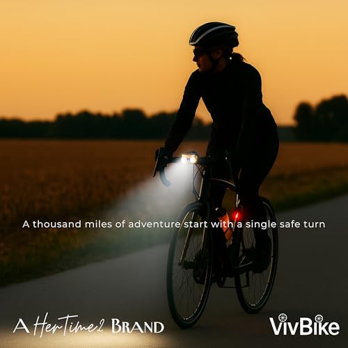 VivBike Rechargeable Bike Light, Extremely Bright 1000 Lumen Dual LED Headlight, USB-C Fast Charging, 360&deg; Rotating Mount, Waterproof | A HerTime2 Brand