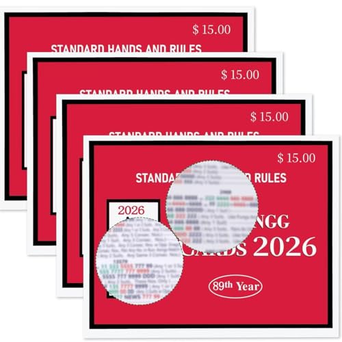 UvKEoweH NEW 2026 American Mahjongg Rule Reference Cards 4-Pack, Large Print Easy to Read, Waterproof Tear-Resistant Mah Jongg Guide Cards, Mahjong Accessories for Game Night Club Seniors