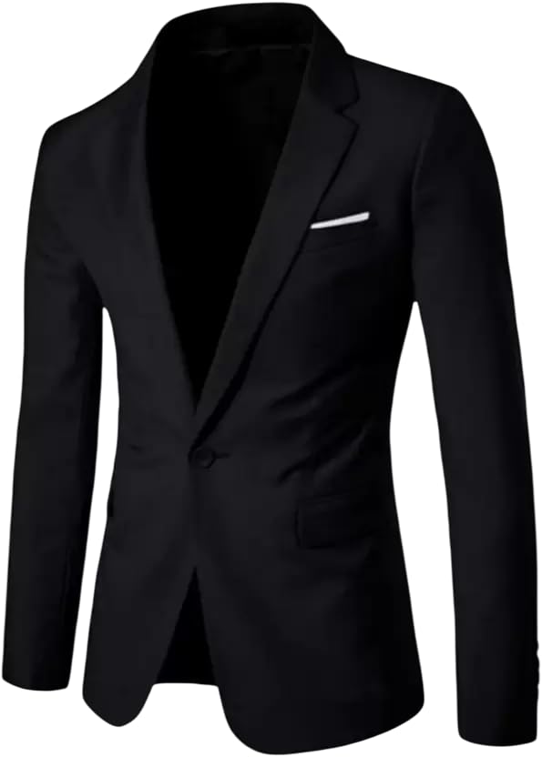 MUSTKEEM Men’s Single Breasted Blazer, Polyester Viscose, Formal