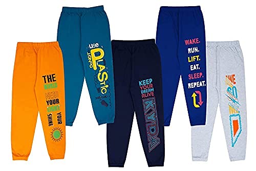 KYDA KIDS Cotton Track Pants for Boys Printed Multicolor Track Pants Pack of 5