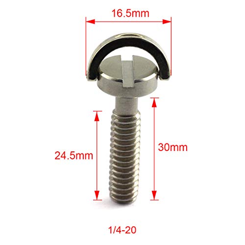 HJ Garden 2pcs 1/4-20 Thread D-Ring Stainless Steel Camera Fixing Screws for Camera Tripod Monopod QR Plate,D Shaft Quick Release Plate Mounting Screw 30mm Length