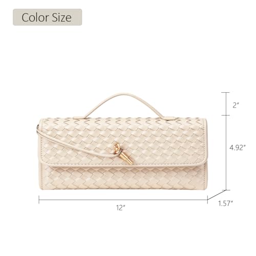 Image of JYG Woven Handbag for Women Fashion Evening Shoulder Bag PU Leather Handmade Clutch Purse Casual Crossbody Bags
