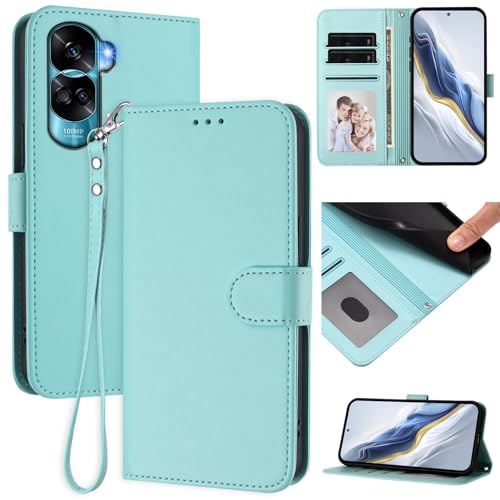 Pzwoxukhov Compatible with Honor 90 Lite Case Cover,Compatible with Honor X50i Phone Case,Solid Color flip Shockproof Case Cover Light Green