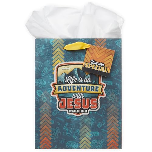 Image of Christian Art Gifts Medium Gift Bag for Kids with Tissue Paper, Blue
