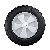 KUANMIN 2 pcs Dolly Wheels, 8 inch Solid Rubber Wheels, 8'' x 1.75'' Solid Replacement Dolly Wheels with Ridges, Pack of 2 Lawn Mower Wheels