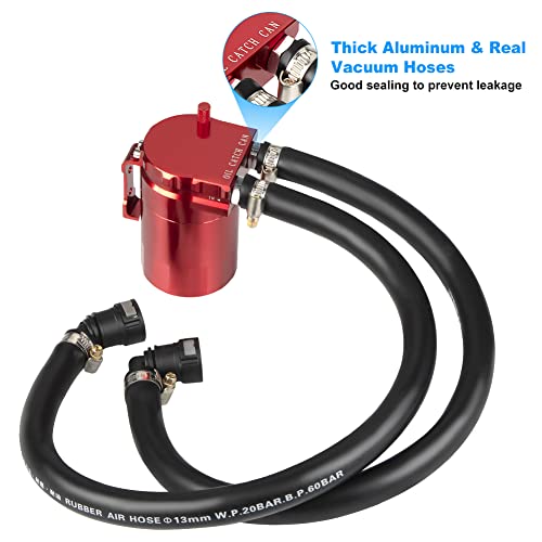 Image of JDMON Oil Catch Can, Passenger Side Oil Separator Compatible with Ford F150 2.7EB 3.5EB 5.0L Passenger Side 2011-2021, Expedition 3.5L EcoBoost 2018-2021, Raptor 3.5L Ecoboost 2017-2021, 350ml Red