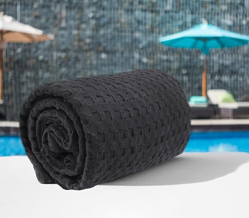 Image of Cotton Waffle Pattern | Large Size| Unisex | Good Water Absorbent Beach /Bath Towel - Pack of 1 (Grey)