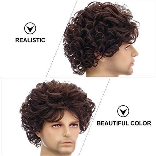 PIXNOR Mens Elegante Peruca Fibra de Alta Temperatura Peruca Festa Cosplay Peruca