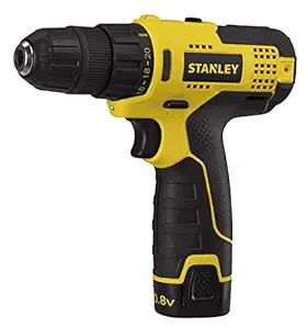 STANLEY SCD12S1 10.8-Volt Li-Ion Compact Drill Machine, 2 Batteries with Kitbox, Yellow and Black