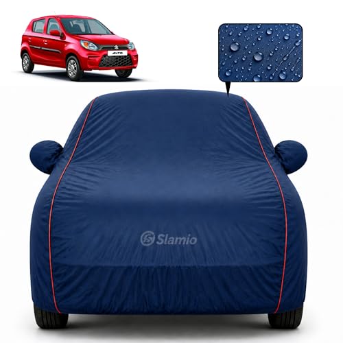 Image of Car Cover for Maruti Suzuki Alto LX | 100% Waterproof Heavy-Duty 3-Layer Car Body Cover | All-Weather Rain, UV, Sun & Dust Protection | Custom Fit | Mirror & Antenna Pockets | Navy Blue