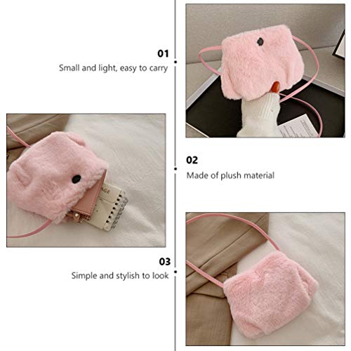 Amosfun bolsa de ombro de pelúcia pequena bolsa transversal para telefone, bolsa de inverno para mul