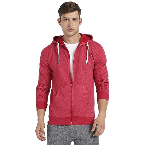 Sweat à capuche Campus Sutra en pur coton rouge avec finitions premium taille M