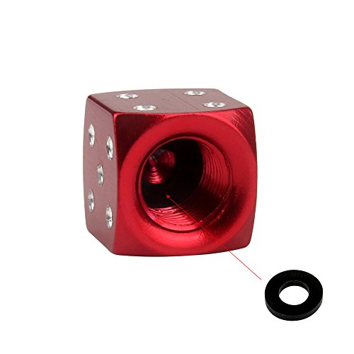 SENZEAL 5X Aluminium Würfel Ventilschaft Caps Auto Motorrad Fahrrad Reifen Ventilkappen Rot