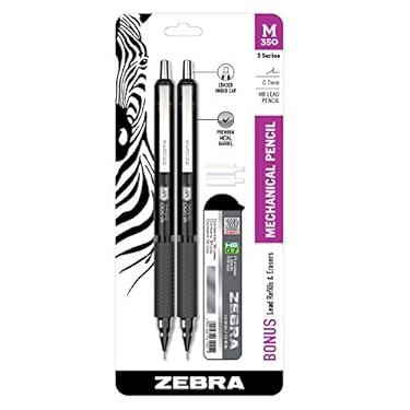 AMAZON - Zebra Pen M-350 Mechanical Pencil, Space Black Premium Metal Barrel, Medium Point, 0.7mm, 2-Pack with Lead and Eraser Refills
