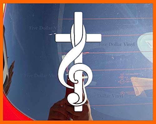 Treble Clef Cross XS-SMALL Vinyl Decal Christian Worship Treble Bass Music Note Notes