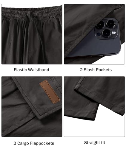 Image of Comdecevis Men's Casual Cargo Pants Workout Joggers Stretch Sweatpants Hiking Drawstring Tactical Pants with Multi Pockets