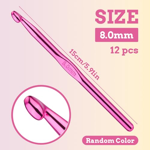 Image of UzecPk 12Pcs Size L / 8.0mm Aluminum Crochet Hooks Crochet Needles | Metal Crochet Hook, Ergonomic Crochet Hook Bulk Crochet Needle for Crocheting Yarn Knitting Scarf Hat