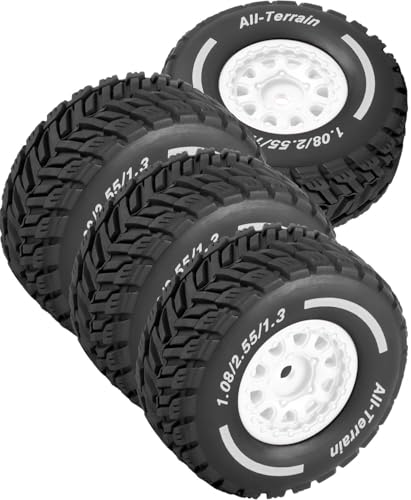 BRCatWPark RC Wheel Tires for 1/14 Mojave Grom,RC Drift Off Road Buggy Rally Truck Wheels and Tires,4PCS Wheels Rims and Rubber Tires Soft Tires,White