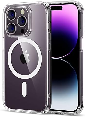 ESR Classic Hybrid Magnetic Case with HaloLock, Compatible with iPhone 14 Pro case, Compatible with MagSafe, Shockproof Military-Grade Protection, Scratch-Resistant Back, Clear