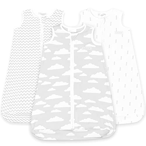 Image of Baby Sleeping Bag Sack – Infant Sleeping Bags - Pure Cotton Wearable Blanket Baby Sleep Bag – Unisex Zip Up Baby Bag for Boys and Girls (Grey Clouds, 12-18 Months)