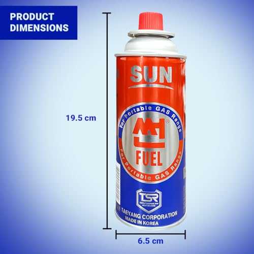 Image of Sun Butane Gas Canister 227 GMS, Pack of 8 - Portable Fuel Canister for Camping Stove, Butane Torch, Chafing Dish, Fogging Machine & Outdoor Cooking - High Safety TSR Valve